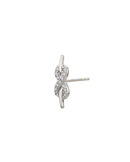 925 Sterling Silver Rhodium Plated with CZ Infinity Stud Earring for women