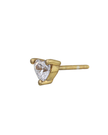 925 Sterling Silver 18kt Gold Plated CZ Heart Petite Stud Earring