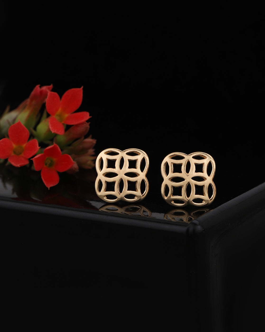 925 Sterling Silver 18kt Rose Gold Plated Floral Petite Stud Earring