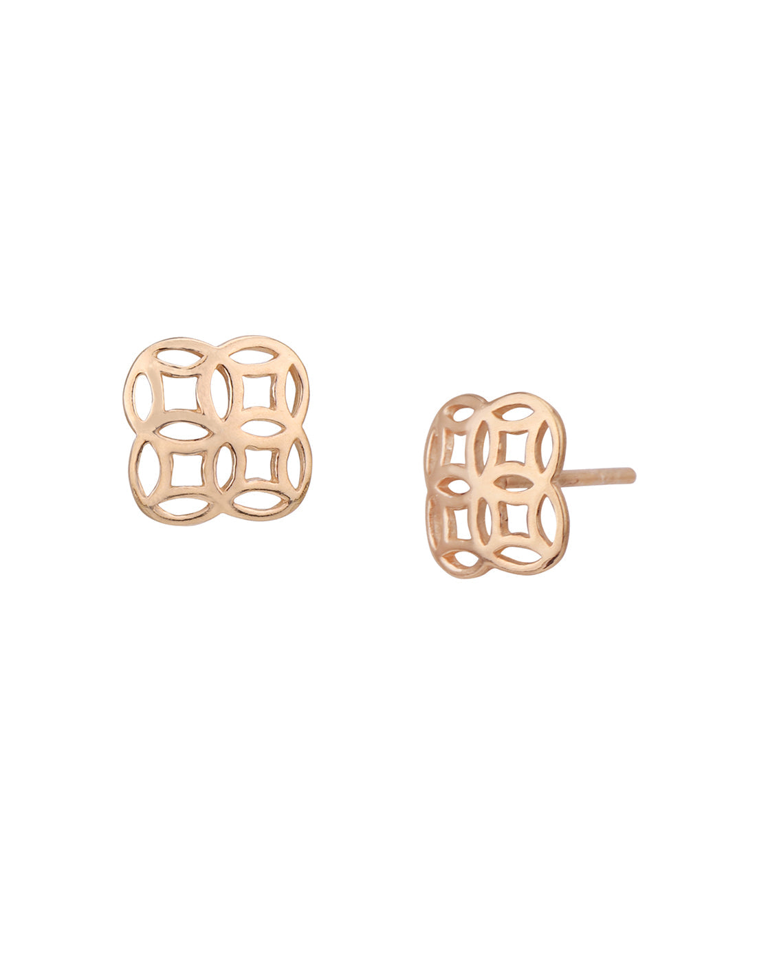 925 Sterling Silver 18kt Rose Gold Plated Floral Petite Stud Earring