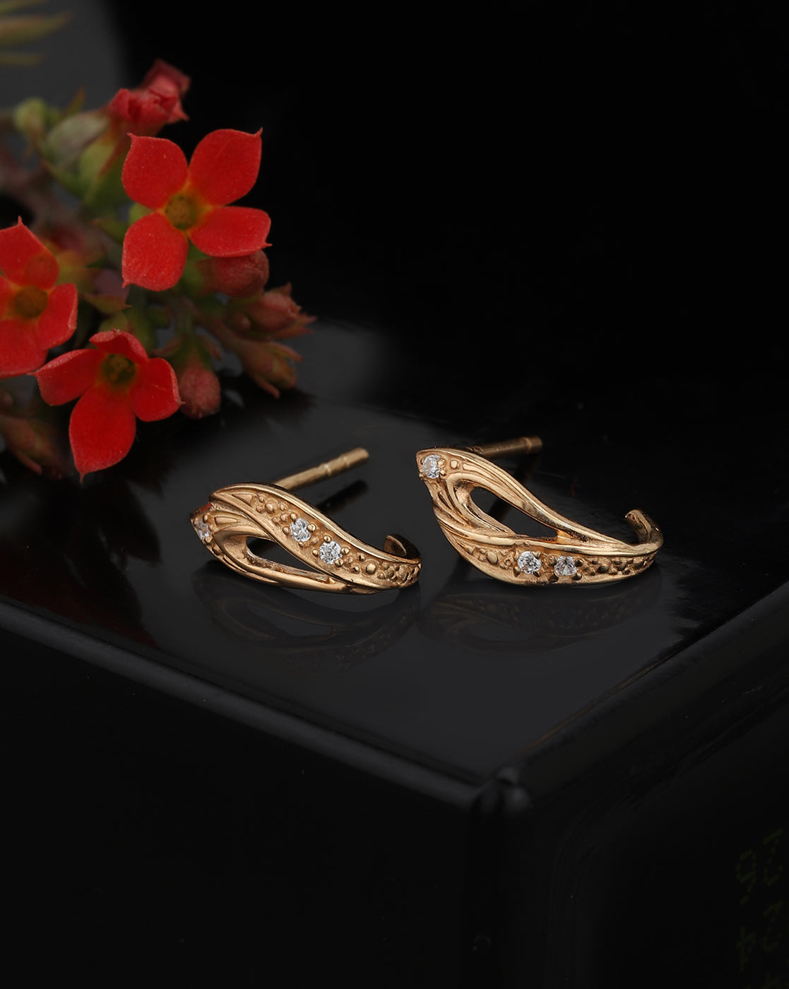 925 Sterling Silver 18kt Rose Gold Plated CZ Stud Earring