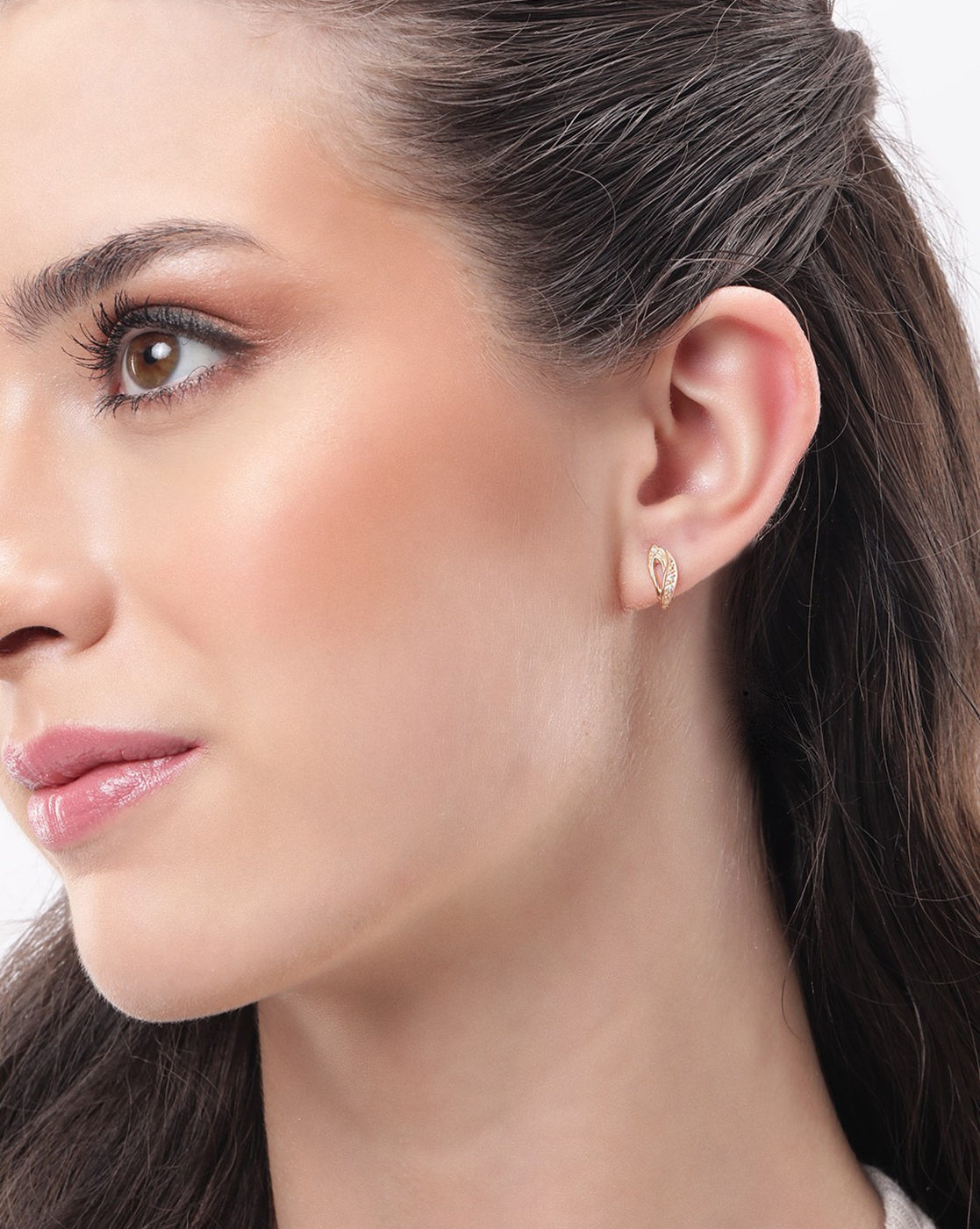 925 Sterling Silver 18kt Rose Gold Plated CZ Stud Earring