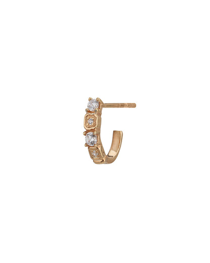 925 Sterling Silver 18kt Rose Gold Plated CZ Half Hoop Earring