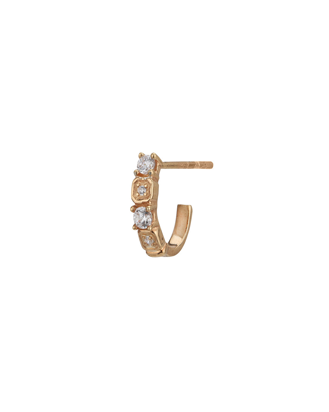 925 Sterling Silver 18kt Rose Gold Plated CZ Half Hoop Earring