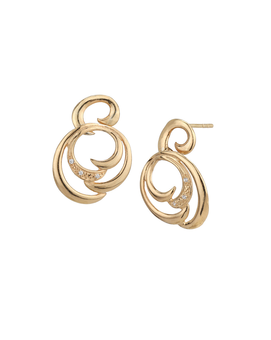 925 Sterling Silver 18kt Rose Gold Plated CZ Contemporary Drop Earring