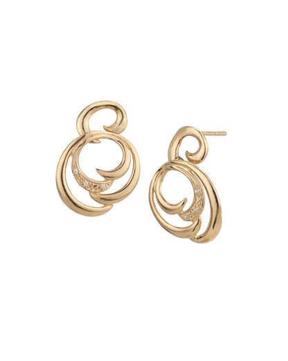 925 Sterling Silver 18kt Rose Gold Plated CZ Contemporary Drop Earring