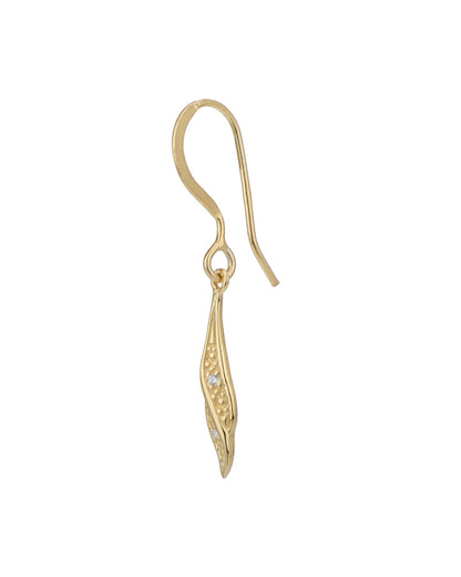 925 Sterling Silver 18kt Gold Plated CZ Contemporary Drop Earring