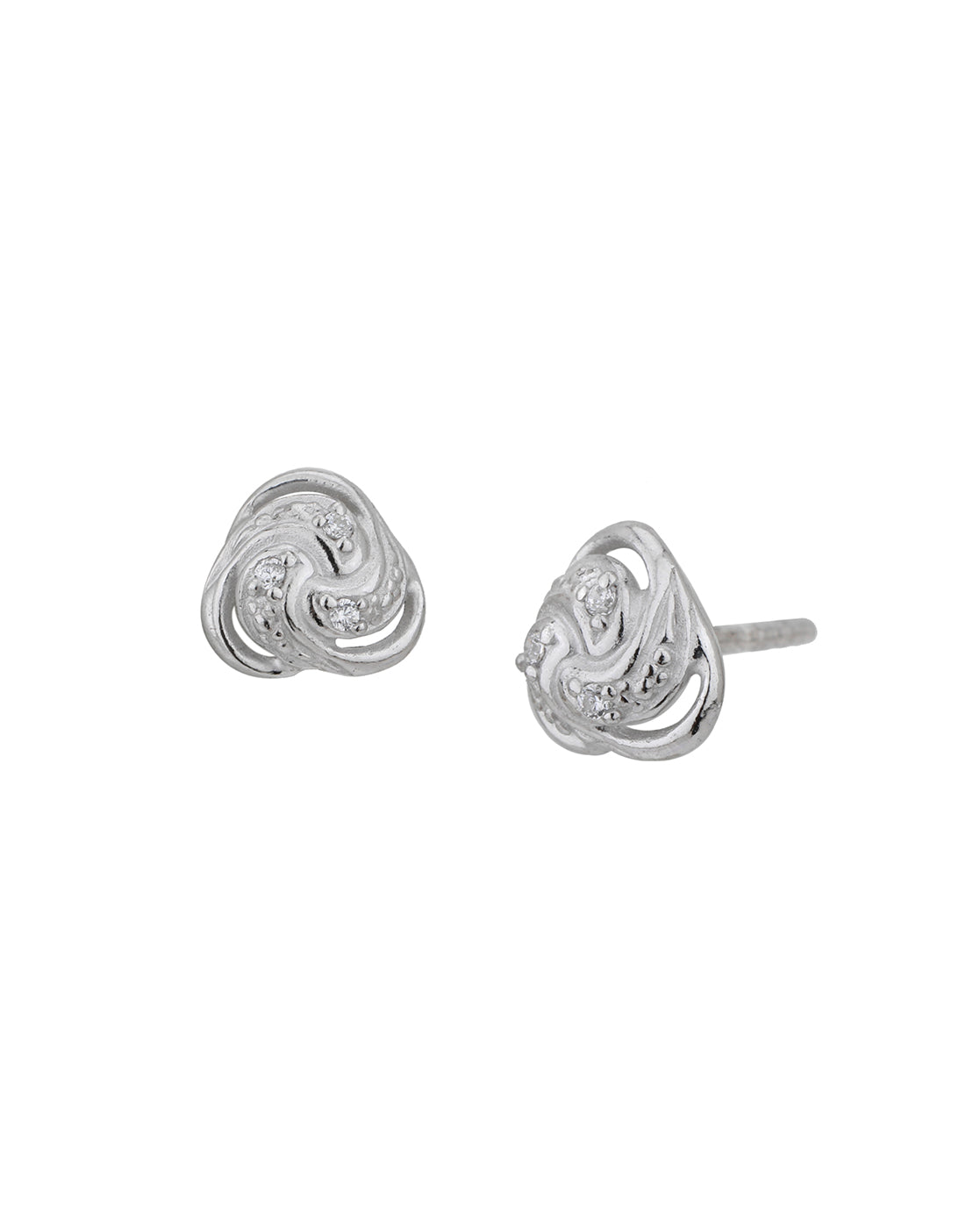925 Sterling Silver Rhodium Plated CZ Contemporary Petite Stud Earring