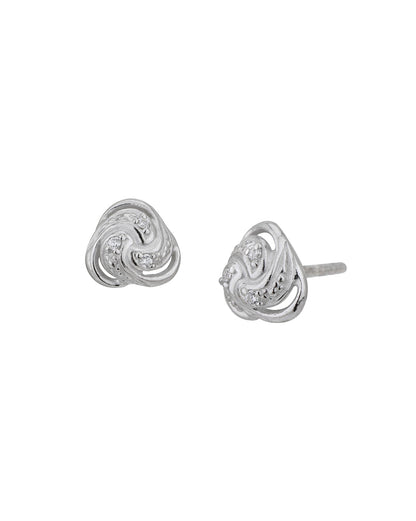 925 Sterling Silver Rhodium Plated CZ Contemporary Petite Stud Earring