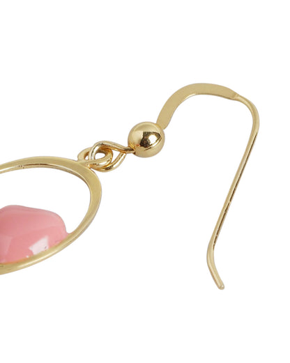 925 Sterling Silver 18kt Gold Plated with Enamel Heart Drop Earring