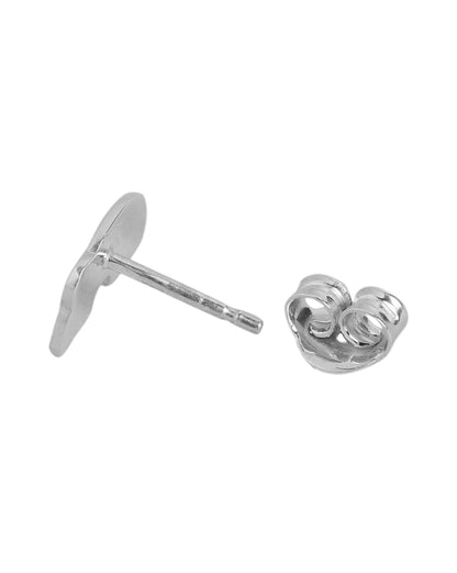 925 Sterling Silver Rhodium Plated Enamel Rainbow with Heart Stud Earring