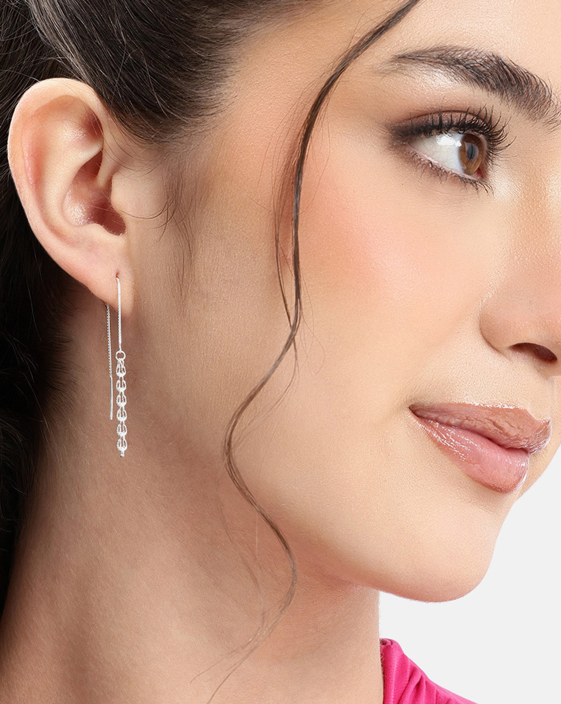925 Sterling Silver Rhodium Plated Drop Earring