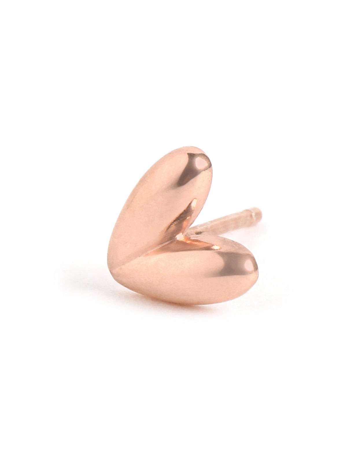 925 Sterling Silver 18kt Rose Gold Plated Heart Stud Earring