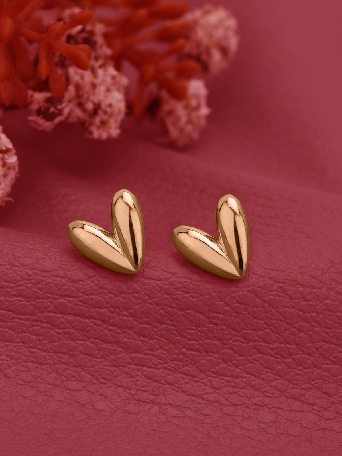 925 Sterling Silver 18kt Rose Gold Plated Heart Stud Earring