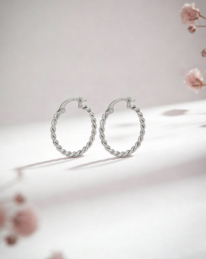 925 Sterling Silver Rhodium Plated Circular Hoop Earring