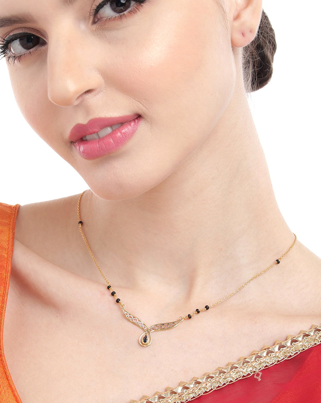 925 Sterling Silver 18kt Gold Plated with Glass Bead Mangalsutra