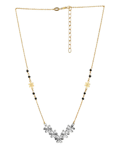 925 Sterling Silver 18kt Gold &amp; Rhodium Plated with Glass Bead Mangalsutra