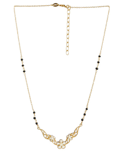 925 Sterling Silver 18kt Gold Plated with Glass Bead Floral Mangalsutra