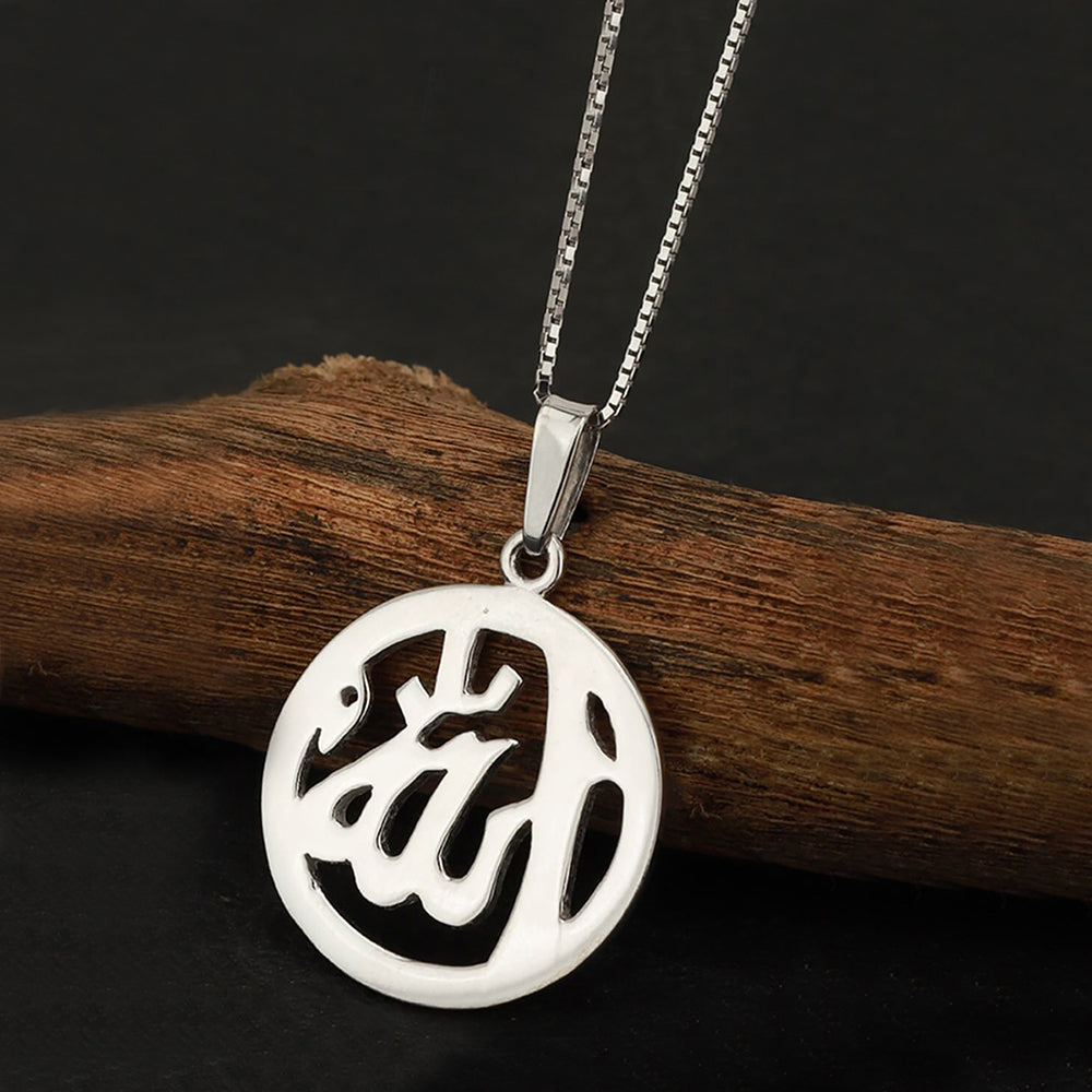 925 Sterling Silver Rhodium Plated Religious Pendant With Chain For Women