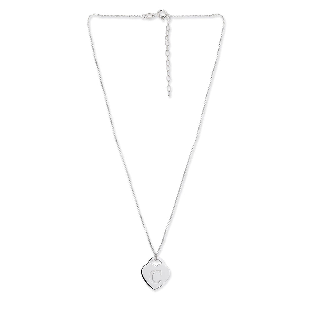 925 Sterling Silver Rhodium Plated And Alphabet Pendant With Chain For Women