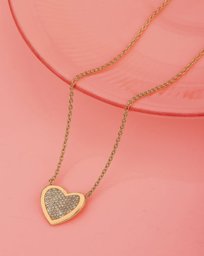 925 Sterling Silver 18kt Rose Gold Plated with CZ Heart Necklace for women
