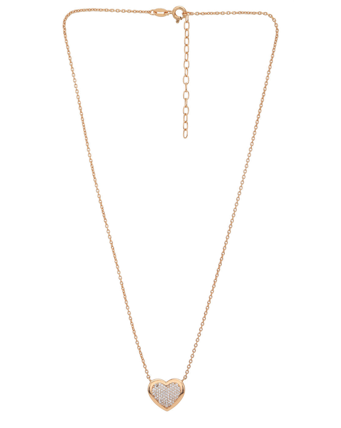 925 Sterling Silver 18kt Rose Gold Plated with CZ Heart Necklace for women