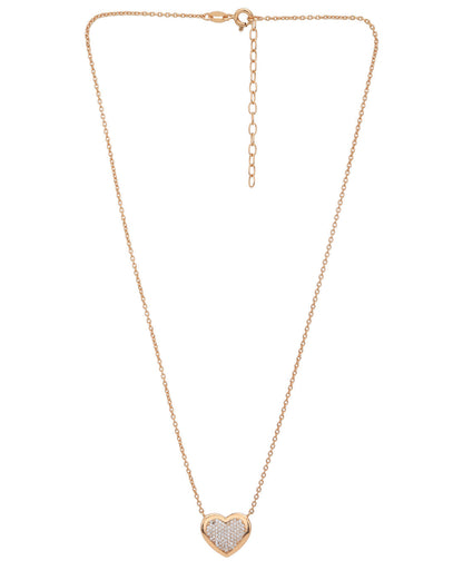 925 Sterling Silver 18kt Rose Gold Plated with CZ Heart Necklace for women