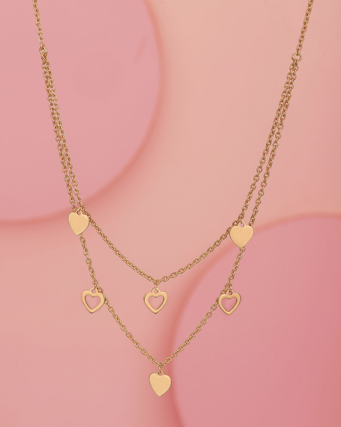 925 Sterling Silver 18kt Rose Gold Plated Double Chain Necklace for women