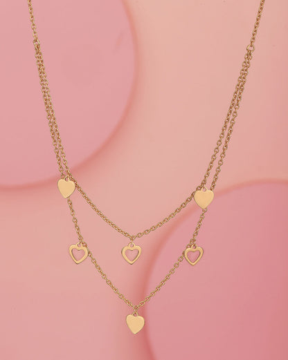 925 Sterling Silver 18kt Rose Gold Plated Double Chain Necklace for women