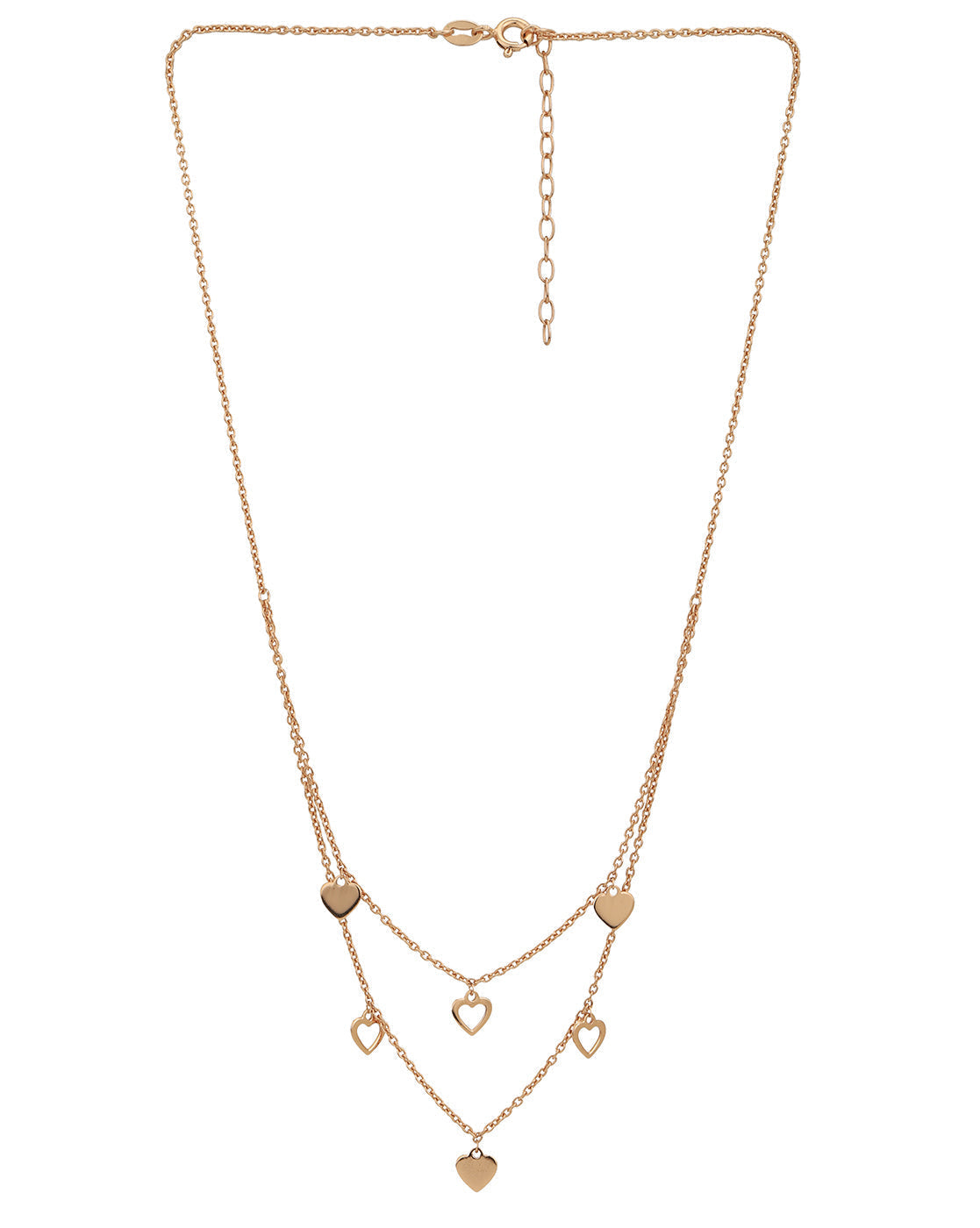 925 Sterling Silver 18kt Rose Gold Plated Double Chain Necklace for women