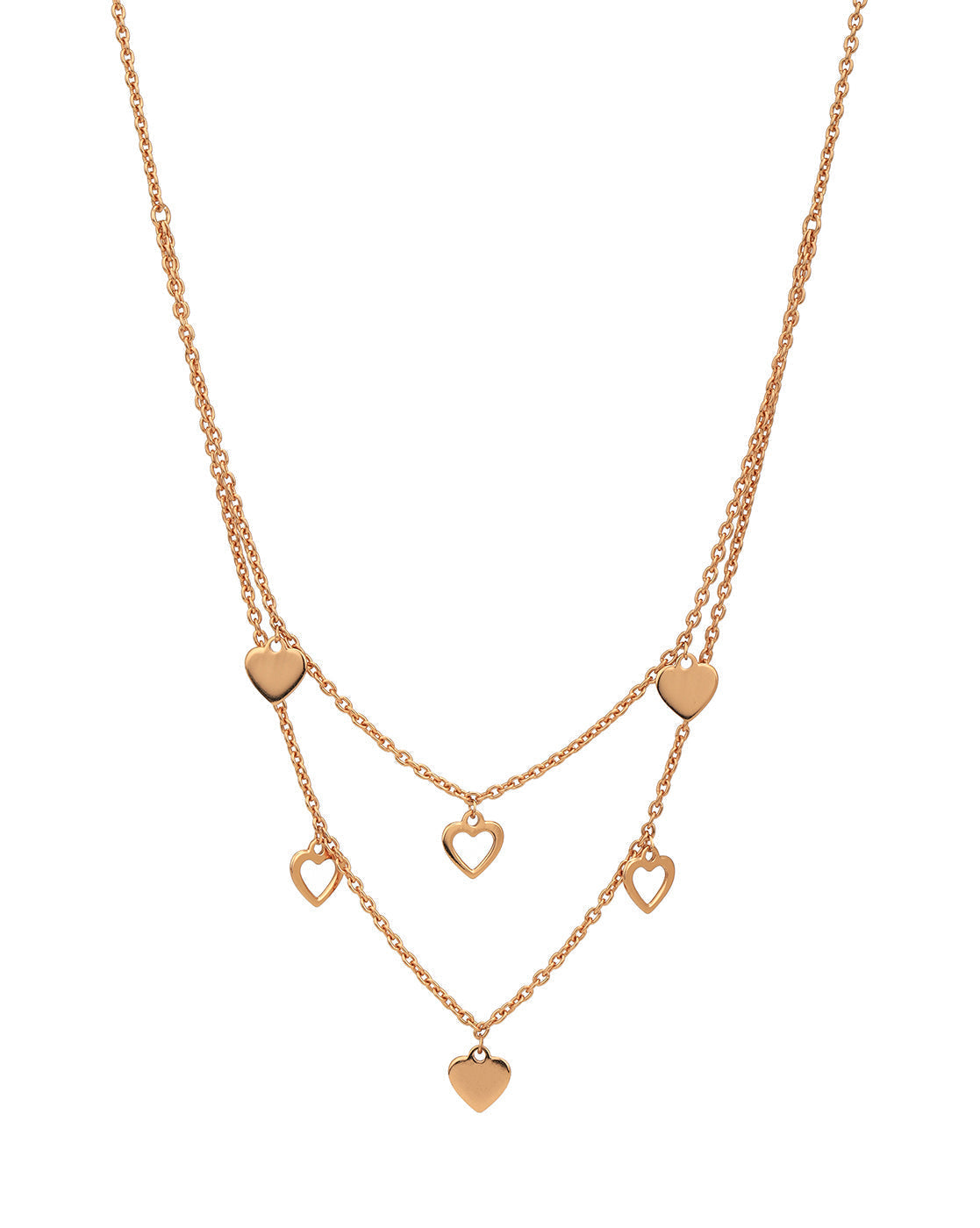 925 Sterling Silver 18kt Rose Gold Plated Double Chain Necklace for women
