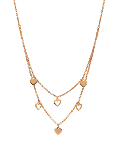 925 Sterling Silver 18kt Rose Gold Plated Double Chain Necklace for women