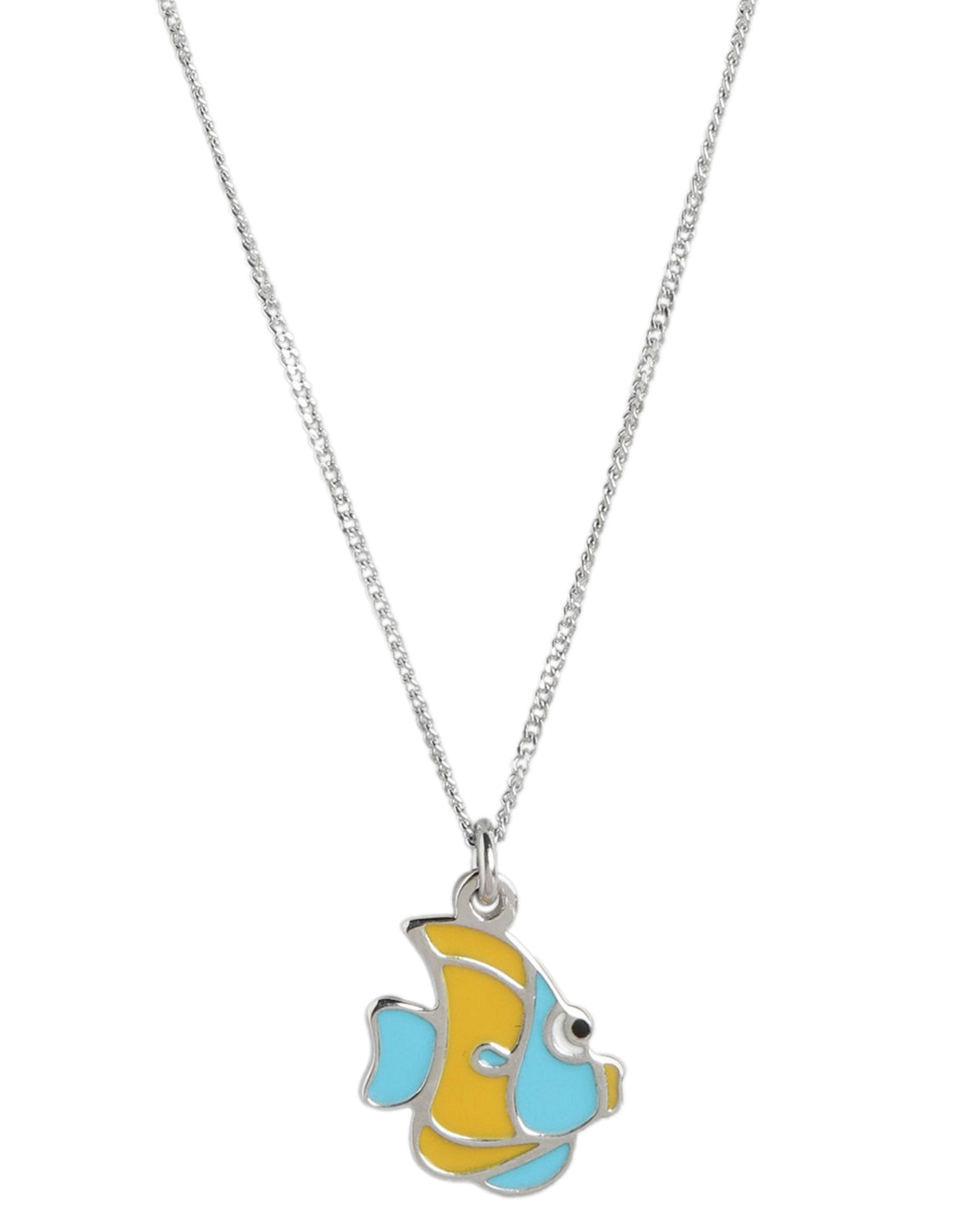 925 Sterling Silver Rhodium Plated Colorful Enamel Fish Necklace