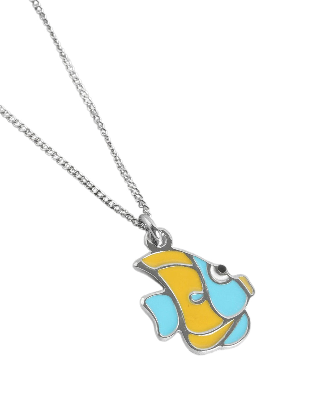 925 Sterling Silver Rhodium Plated Colorful Enamel Fish Necklace