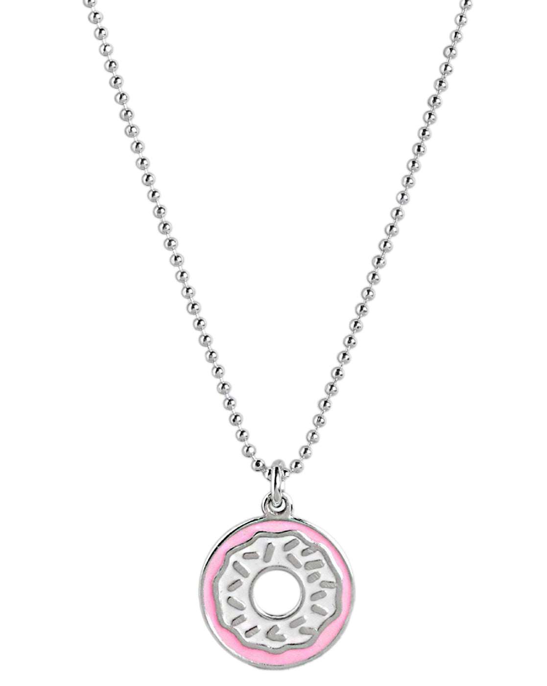 925 Sterling Silver Rhodium Plated Enamel Doughnut Necklace