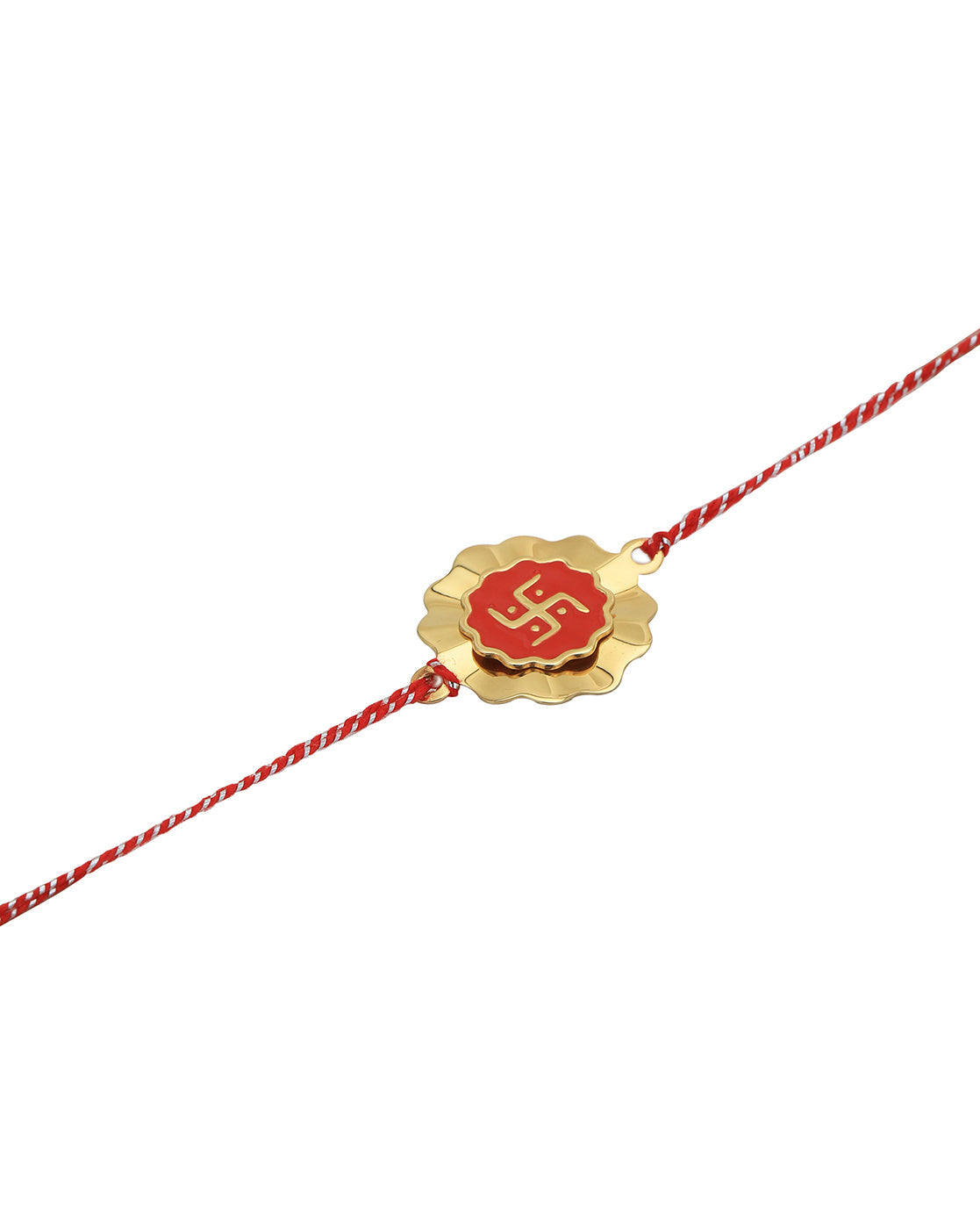 925 Sterling Silver 18kt Gold Plated Swastik with Enamel Rakhi for men