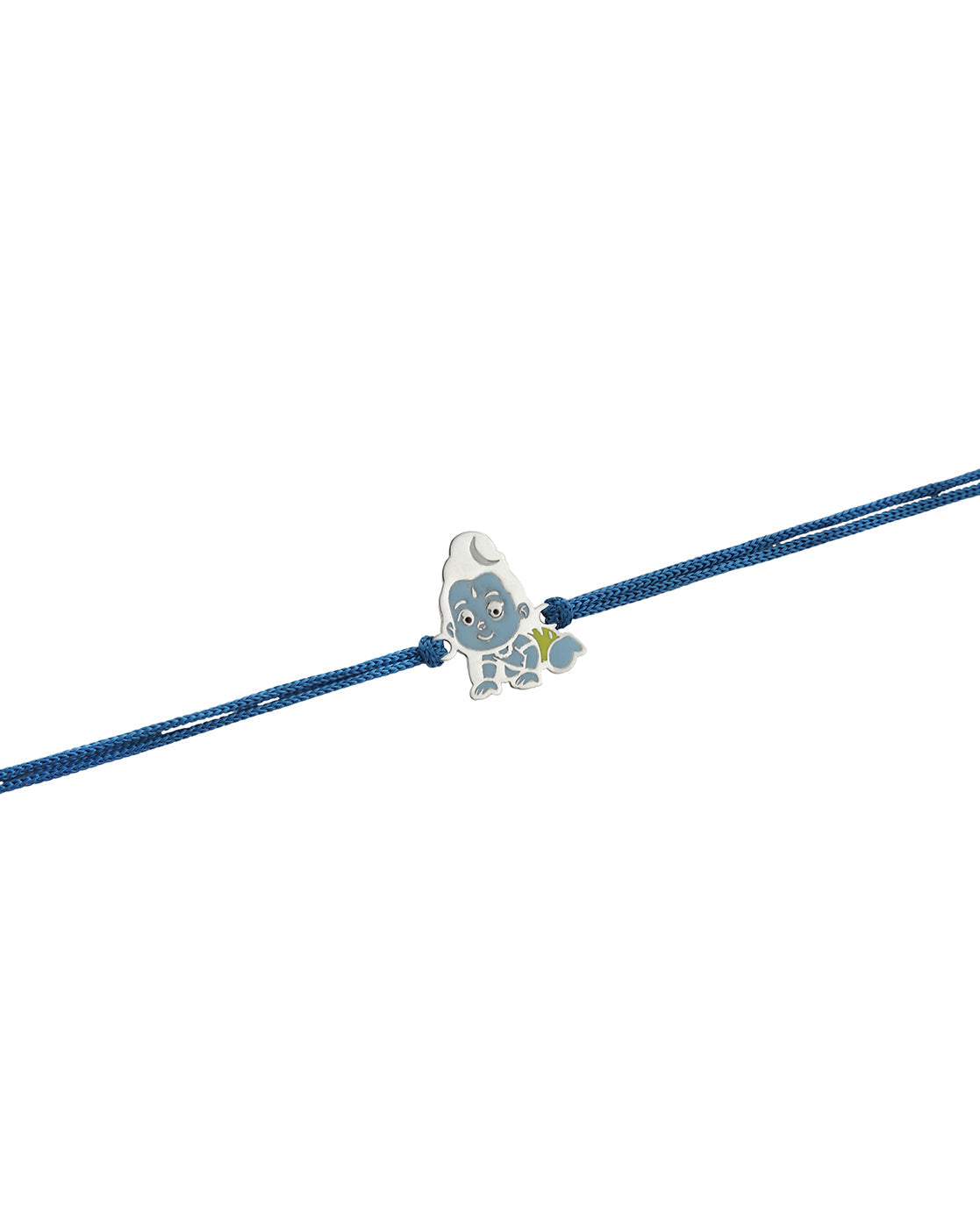 925 Sterling Silver Rhodium Plated and Enamel Lord Krishna Kids Rakhi