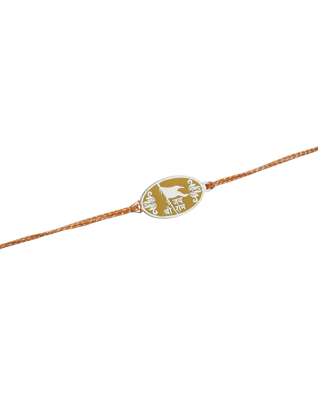 925 Sterling Silver Rhodium Plated Enamel Jai Shree Ram Rakhi for men