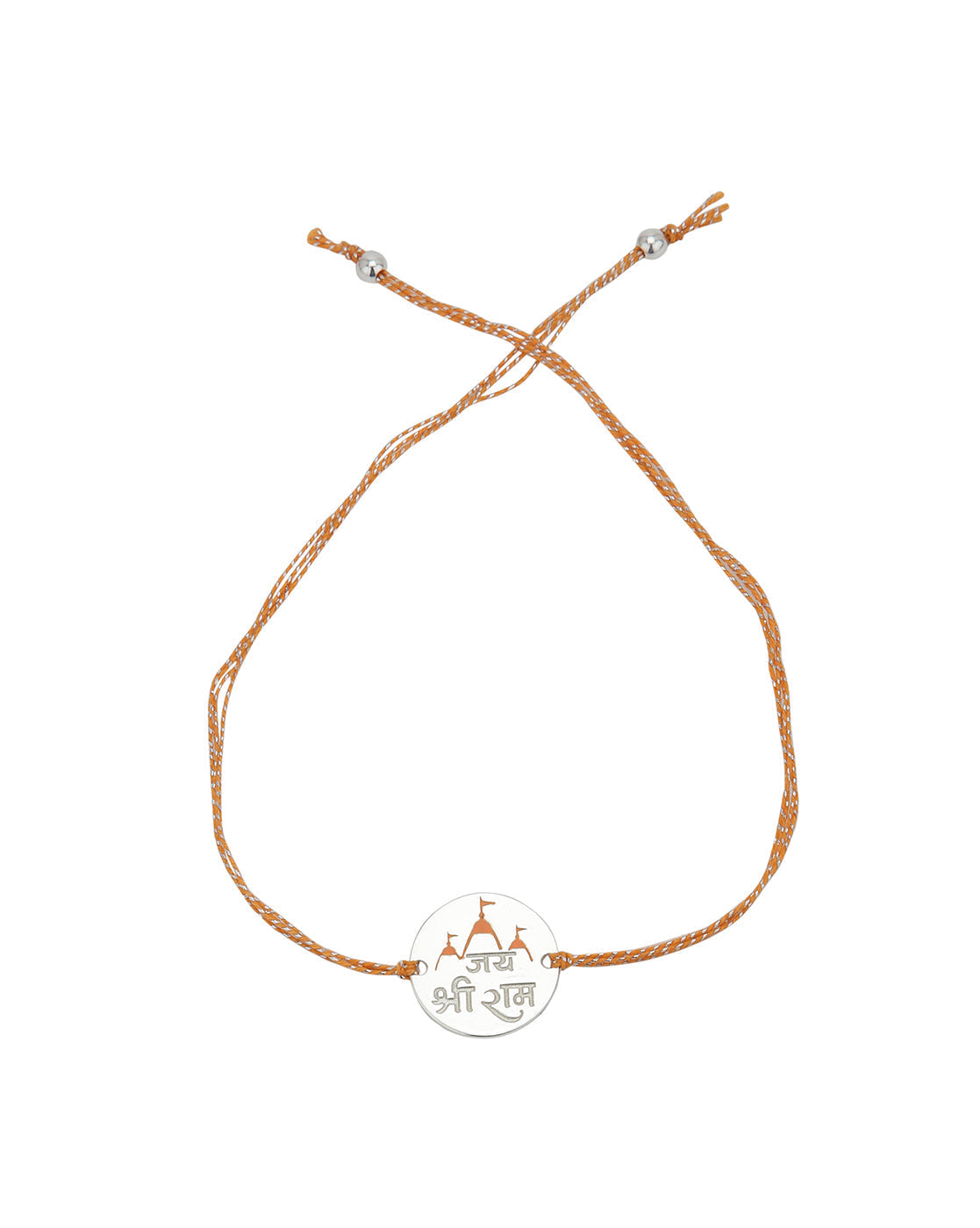 925 Sterling Silver Rhodium Plated Enamel  Engrave Jai Shree Ram Rakhi for men