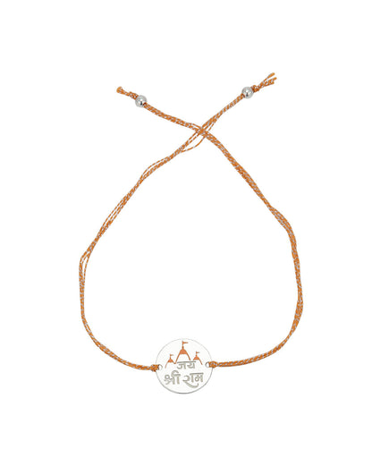 925 Sterling Silver Rhodium Plated Enamel  Engrave Jai Shree Ram Rakhi for men