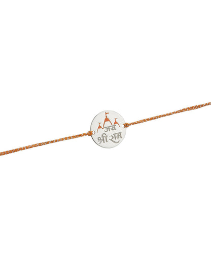 925 Sterling Silver Rhodium Plated Enamel  Engrave Jai Shree Ram Rakhi for men