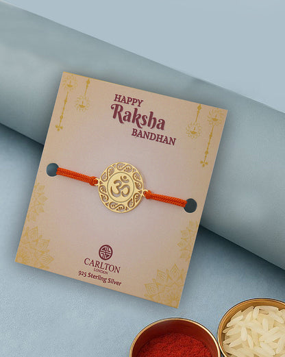 925 Sterling Silver 18kt Gold Plated OM Rakhi for men
