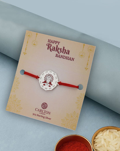 925 Sterling Silver Rhodium Plated Enamel Lord Hanuman Engrave Ram Rakhi for men
