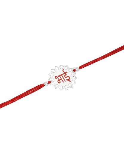 Carlton London Red 925 Sterling Silver Rakhi