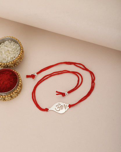 Carlton London Men Red 925 Sterling Silver Rakhi