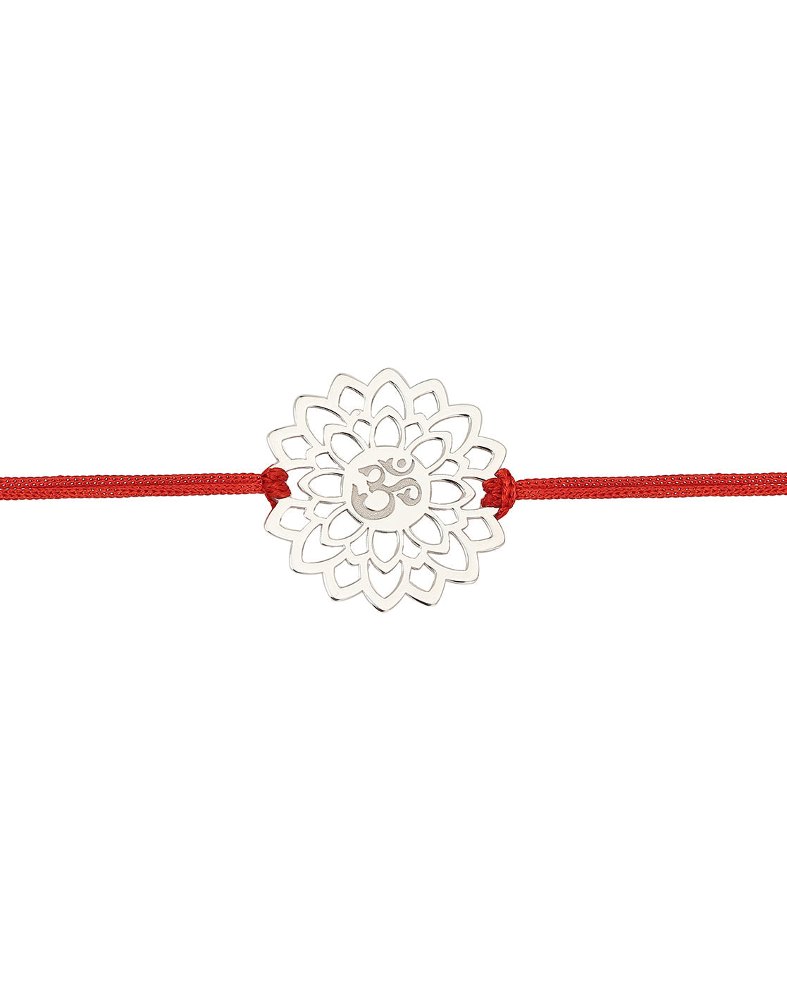 Carlton London Men Silver-Toned Red Ethnic 925 Sterling Silver Rakhi