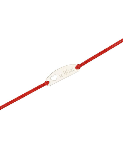 Carlton London Men Silver-Toned Red Typography Engraved 925 Sterling Silver Rakhi