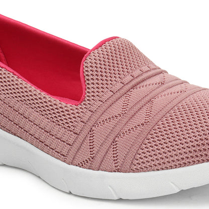 Women Textured Round Toe Flyknit Mesh Slip-On Sneakers