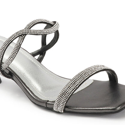 Women Embellished Party Kitten Sandals