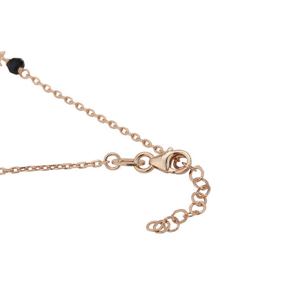 Carlton London Rose Gold-Plated Set Of 2 Black Beads Star Shape Anklet For Women